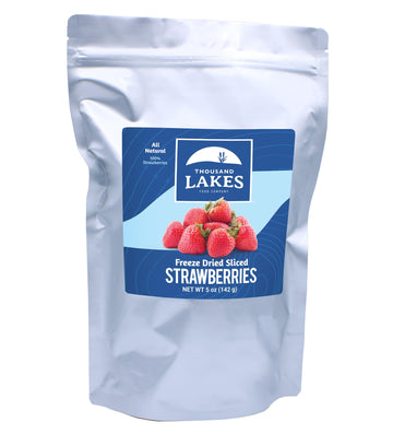 Strawberries Thick Sliced And Freeze Dried, Premium Fruit - Bulk 5 Oz | No Sugar Added | 100% Strawberries - Thousand Lakes Bran