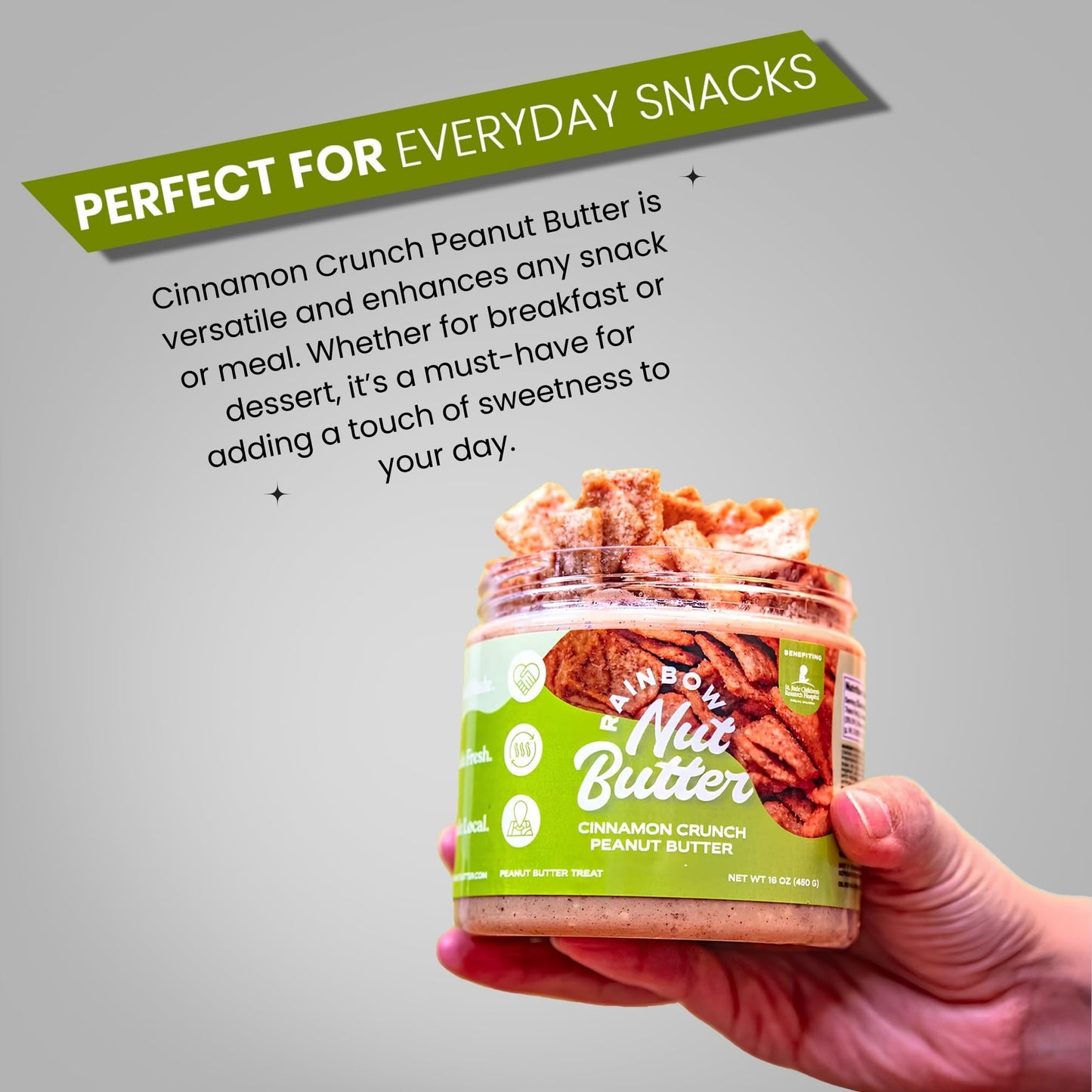 Rainbow Nut Butter, Cinnamon Crunch Peanut Butter, Spread, Treat, Snack, Dessert, White Chocolate Chips, Chips, Cinnamon Cereal,