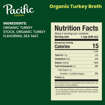 Pacific Foods Organic Turkey Broth, 32 Oz Carton