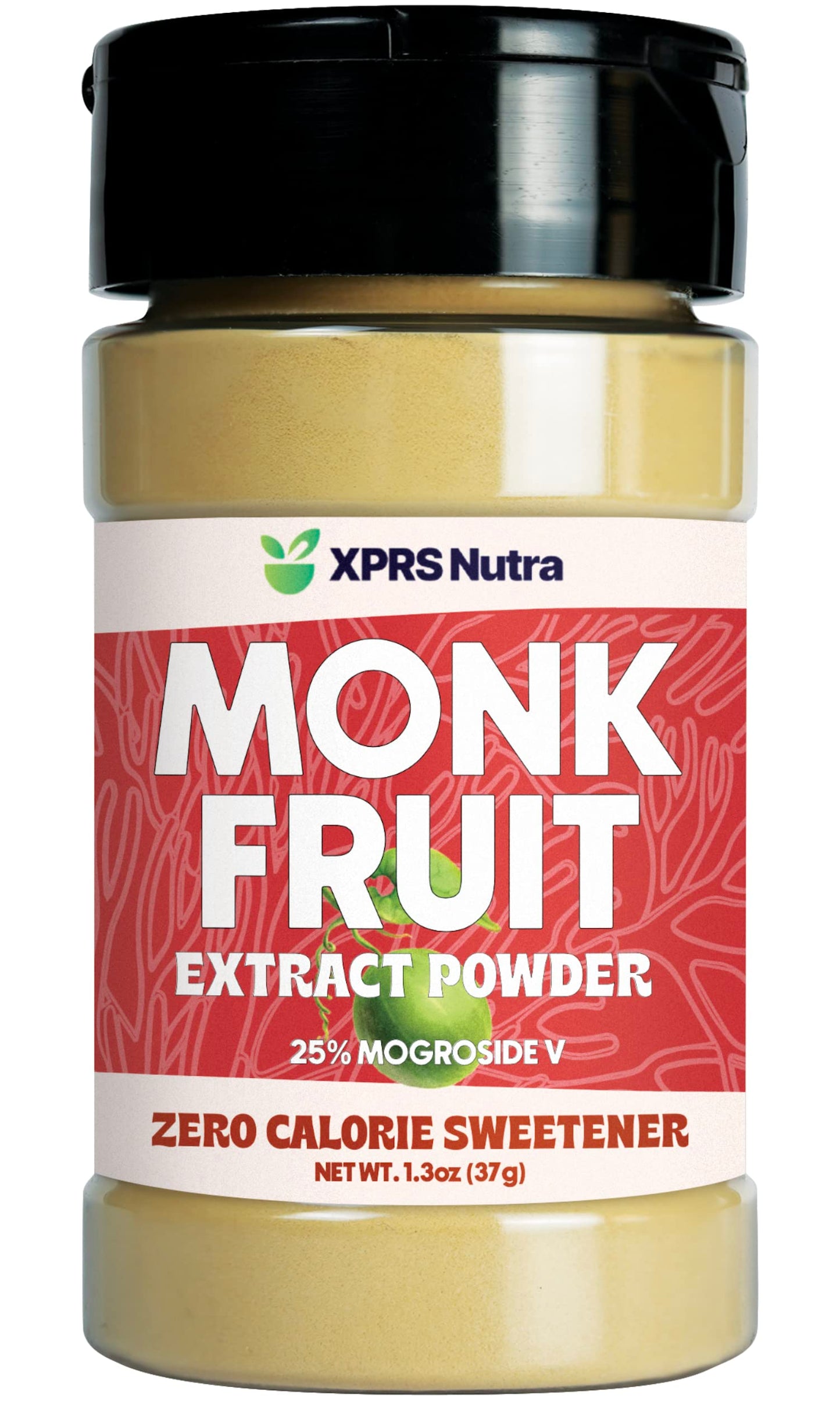 Xprs Nutra Monk Fruit Extract Powder - 1.3 Ounces Of Top-Grade 25% Mogroside Monk Fruit Sweetener Sugar Substitute