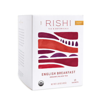 Rishi Tea English Breakfast Tea - Organic Sachet Tea Bags, Energizing & Caffeinated Pure Black Tea, Ideal for Hot or Iced Tea -