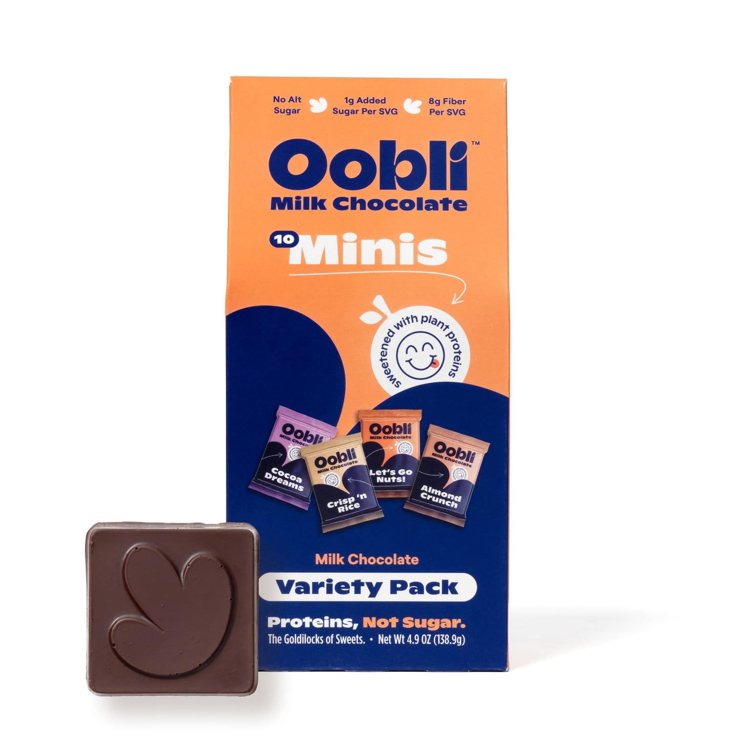 Oobli Milk Chocolate Minis Only1G Added Sugar Low Carb Keto No Sugar Beverage-Styles Gluten-Free (10-Pack Milk Chocolate Variety Pack)
