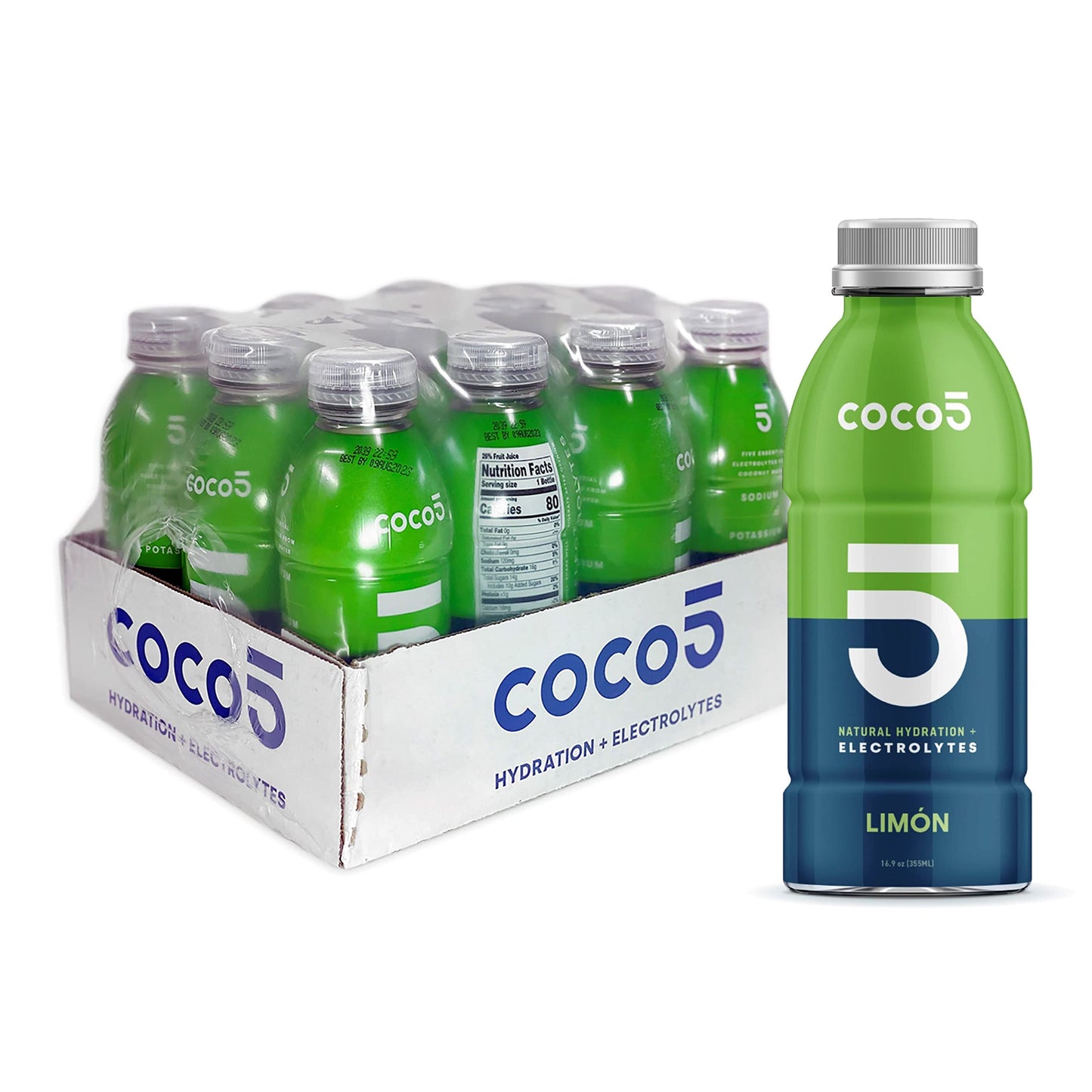 Coco5 Clean Sports Hydration Limon Flavor | 100% Natural | 50% Less Sugar | Nothing Artificial | Non-Gmo | Gluten Free | Develop