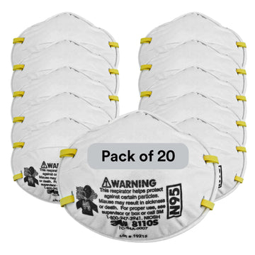 3M Particulate Respirator, 8110S, N95, Unsealed, Smaller Size, Niosh Approved, Adjustable Noseclip, Two Strap Design, Advanced Electrostatic Media, Nosefoam, Disposable, (Pack Of 20)