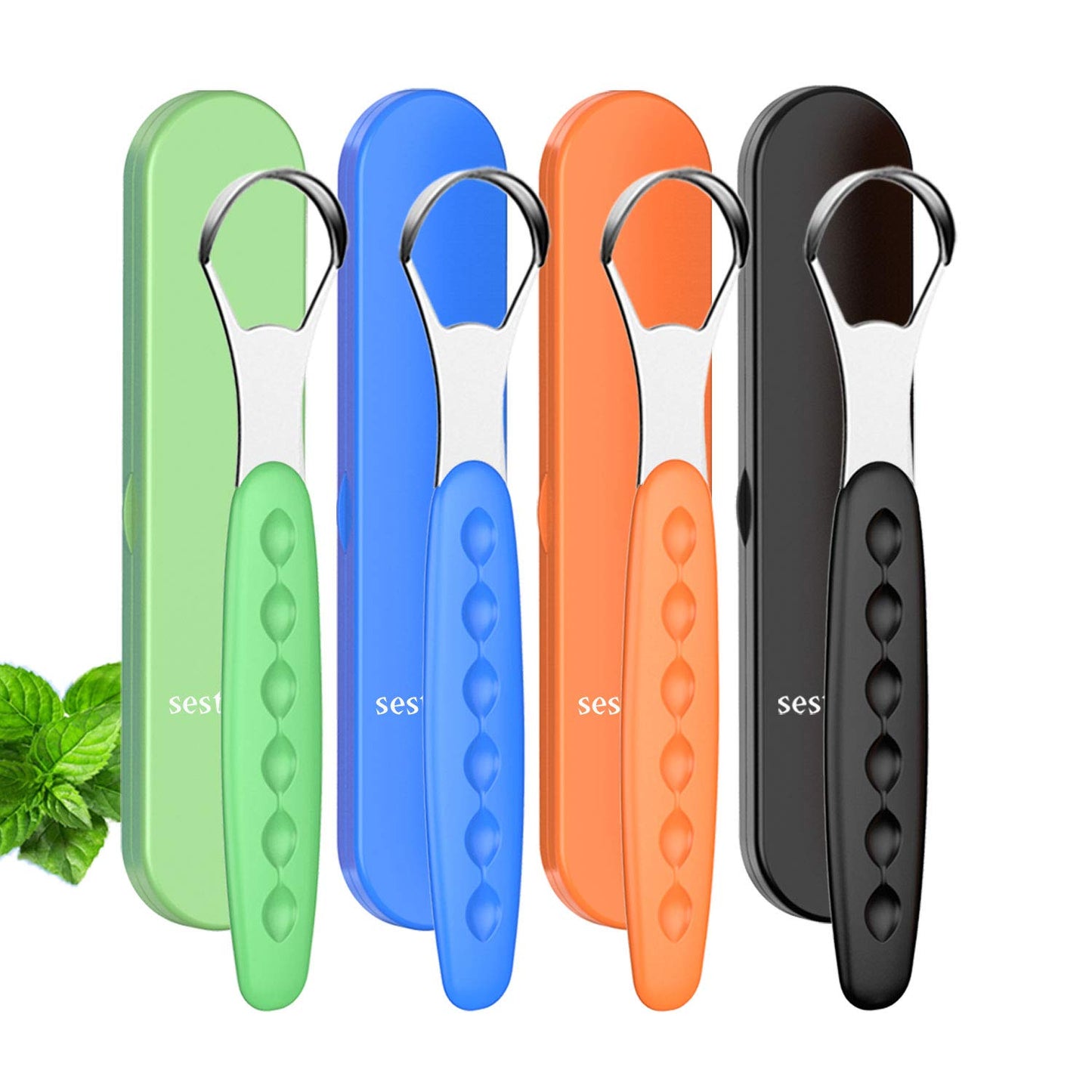 New Version Tongue Scraper Cleaner For Adults & Kids, Medical Grade Metal Tongue Brushes Set For Fresh Breath Dental Eliminate B