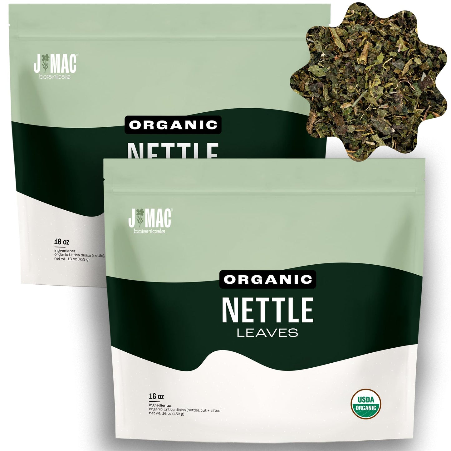 J Mac Botanicals Organic Nettle Leaf Herbal Tea - 32 Oz Certified Usda Organic Dried Stinflavor Blendg Nettle Tea 2 Pound Bulk Bags Urtica Dioica