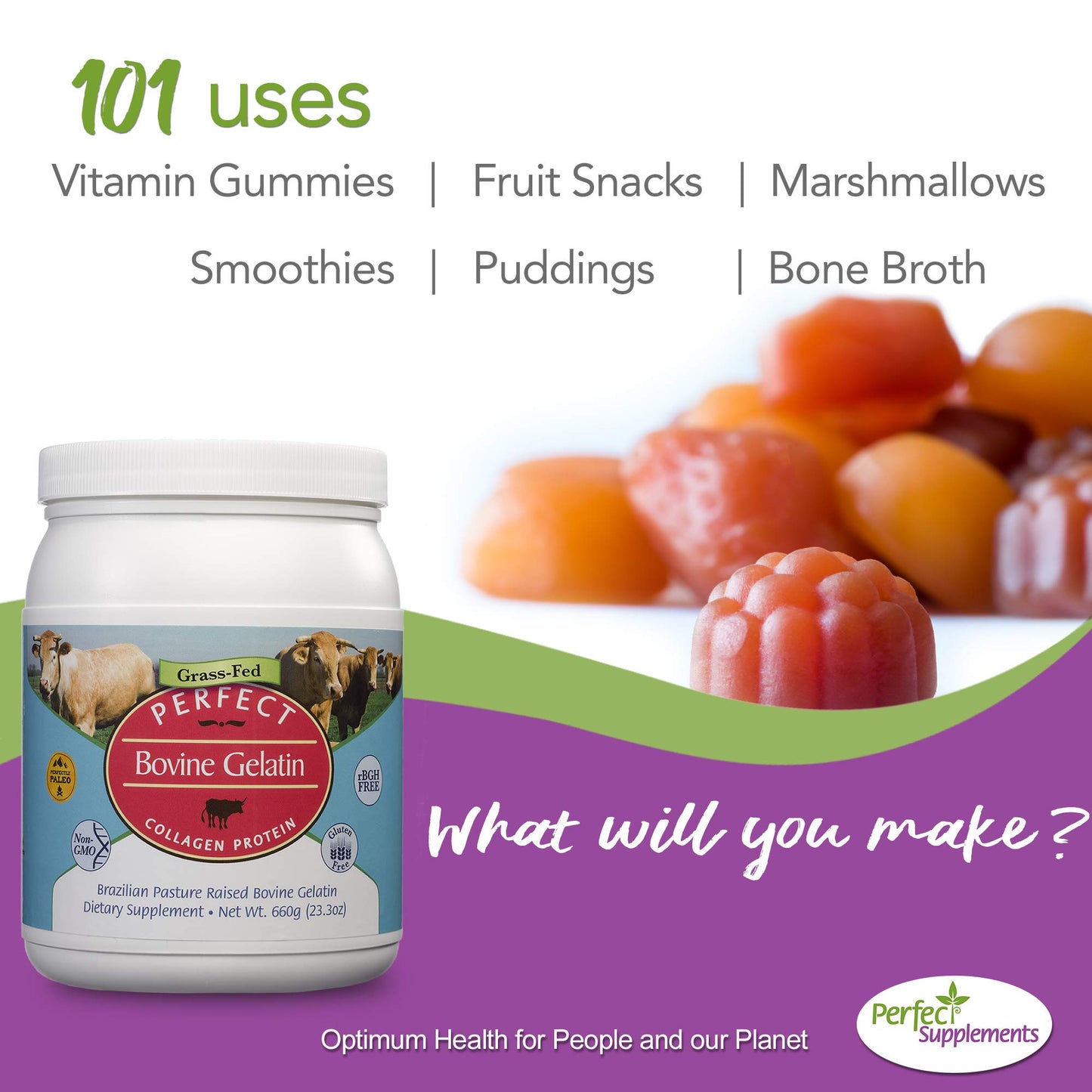 Perfect dietary products - Perfect Bovine Gelatin - 660 Grams - 100% Beef Gelatin Collagen Protein - Supports Healthy Skin & Joint Health