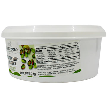 Campo D'Oro - Pistachio Butter Cream Bulk, 4.4 Lb (2 Kg), Rich & Nutty For Ice Cream, Dubai Pistachio Chocolate Bars, And More,