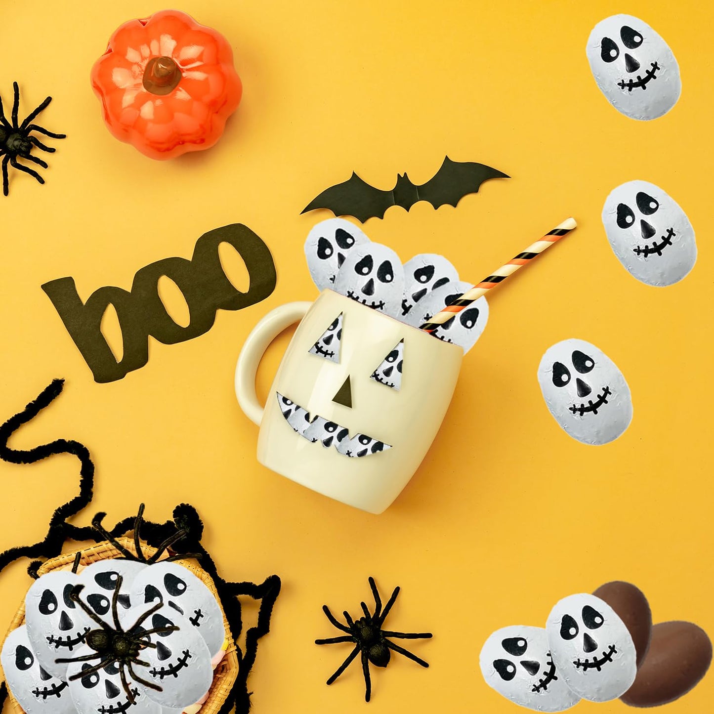 Fruidles Halloween Skulls - Double Crisp Trick-Or-Treat Party Bag Fillers, 1 Pound, Individually Wrapped in Colorful Foils, Kosher Certified