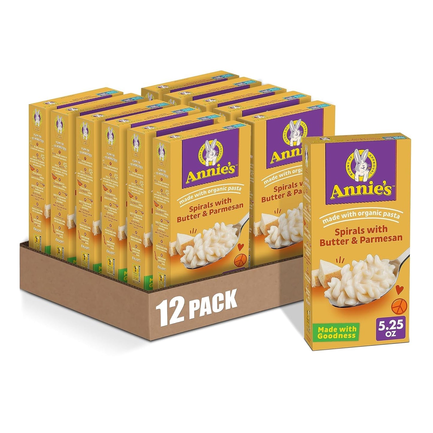 Annie s Spirals with Butter and Parmesan, Made with Organic Pasta and Real Cheese, 5.25 oz (Pack of 12)