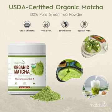 Matchaia Superior Ceremonial Grade, Usda-Certified Organic Matcha, 100% Pure Green Tea Powder, First Spring Harvest, Sugar Free,