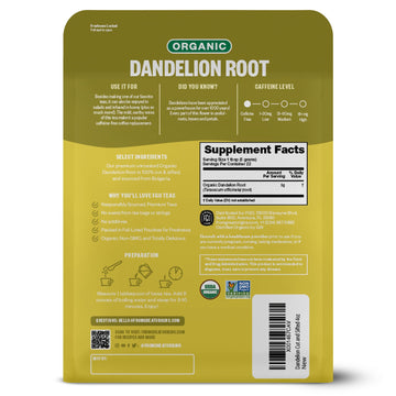 Fgo Organic Dandelion Root, Cut And Sifted Loose Tea, 4 Ounce Resealable Bag, Packaging May Vary (Pack Of 1)