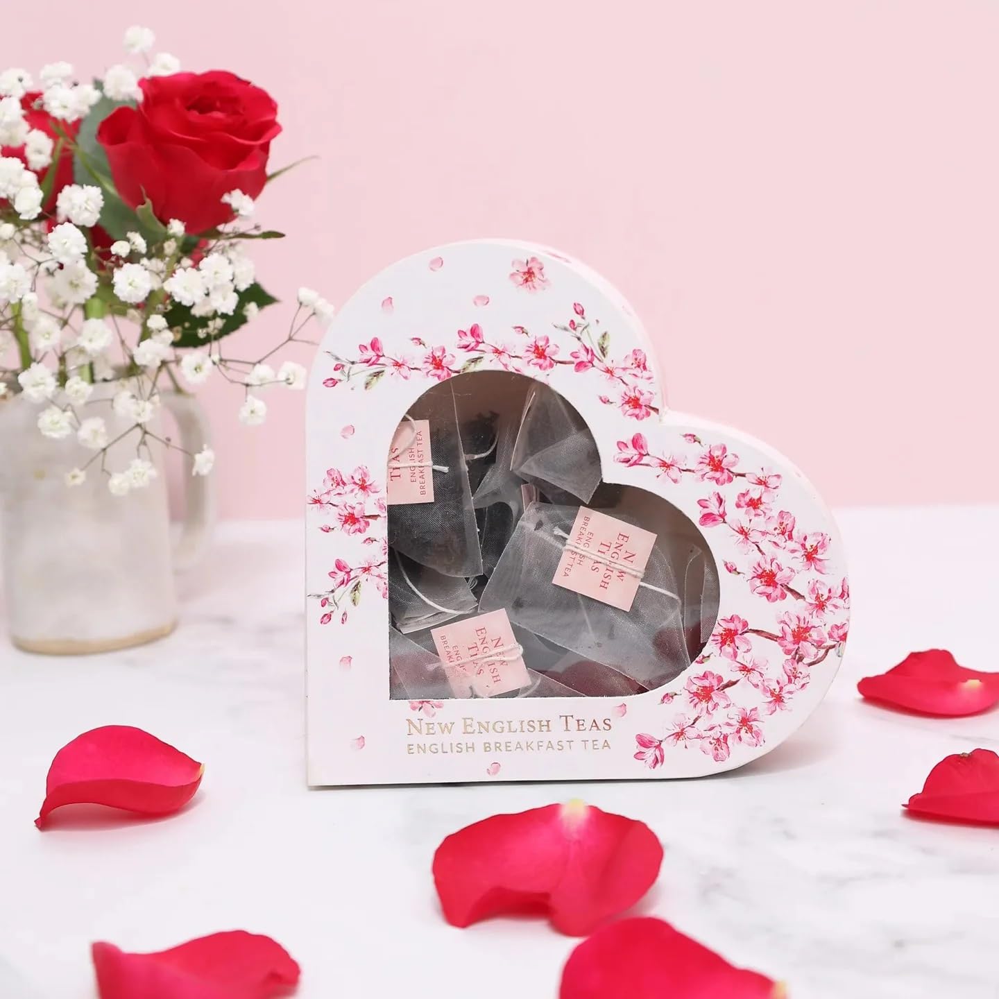 New English Teas Heart Shaped Tea Box Gift With 10 Premium English Breakfast Teabags