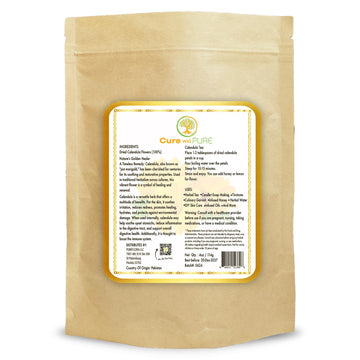 Cure Wid Pure Certified Organic Dried Calendula Flowers | 4 oz Resealable Pack Whole Organic Calendula Flowers for Skincare DIY Remedies & Herbal Tea | Vibrant Color & Aromatic Dried Marigold Flower