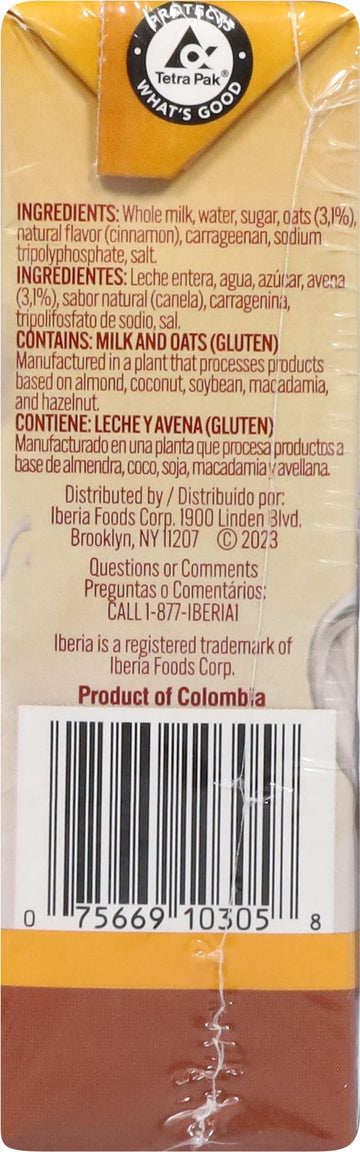 Iberia Oatmeal Drink, Ready-To-Drink, Shelf Stable, Good Source Of Calcium, Cinammon Oatmeal Smoothie 6.8 Fl Oz Single Serve Pac