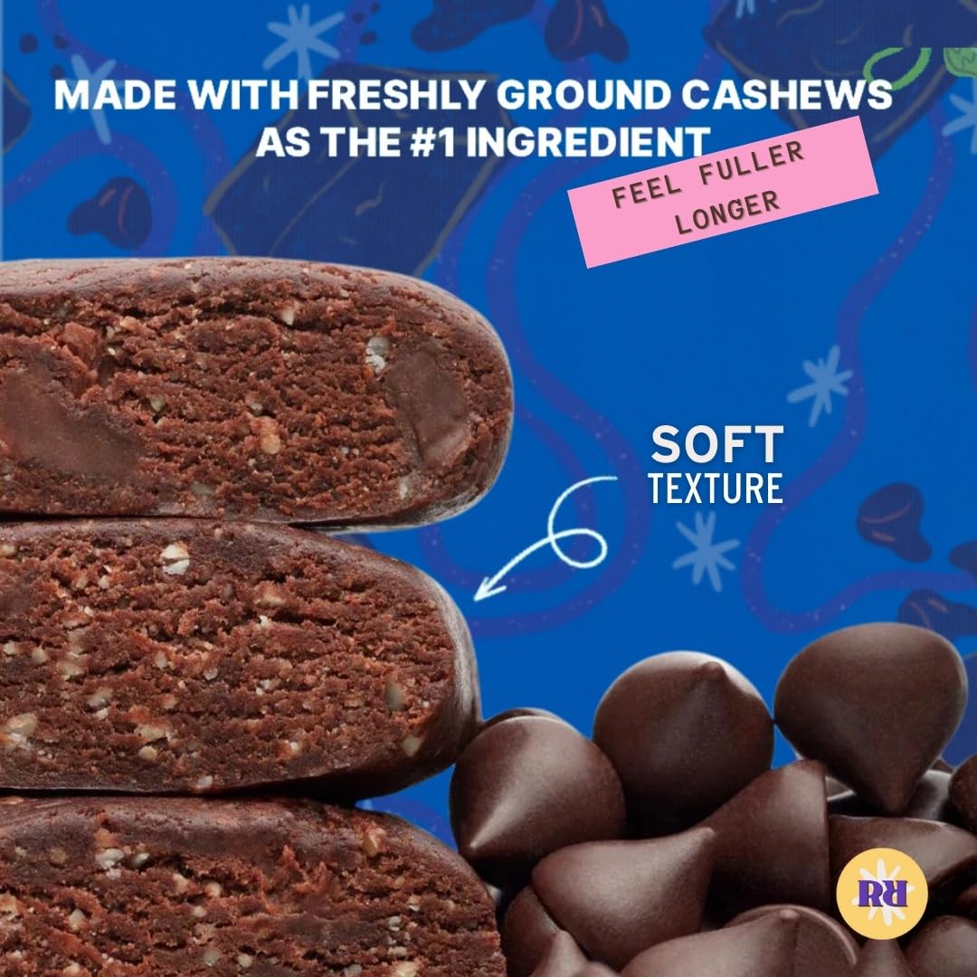 Raw Rev Vegan High-Protein Bars, Double Chocolate Brownie Batter, 10g Plant Protein, 12g Fiber, Non-GMO, 1.6 Oz, 12 Count (Pack