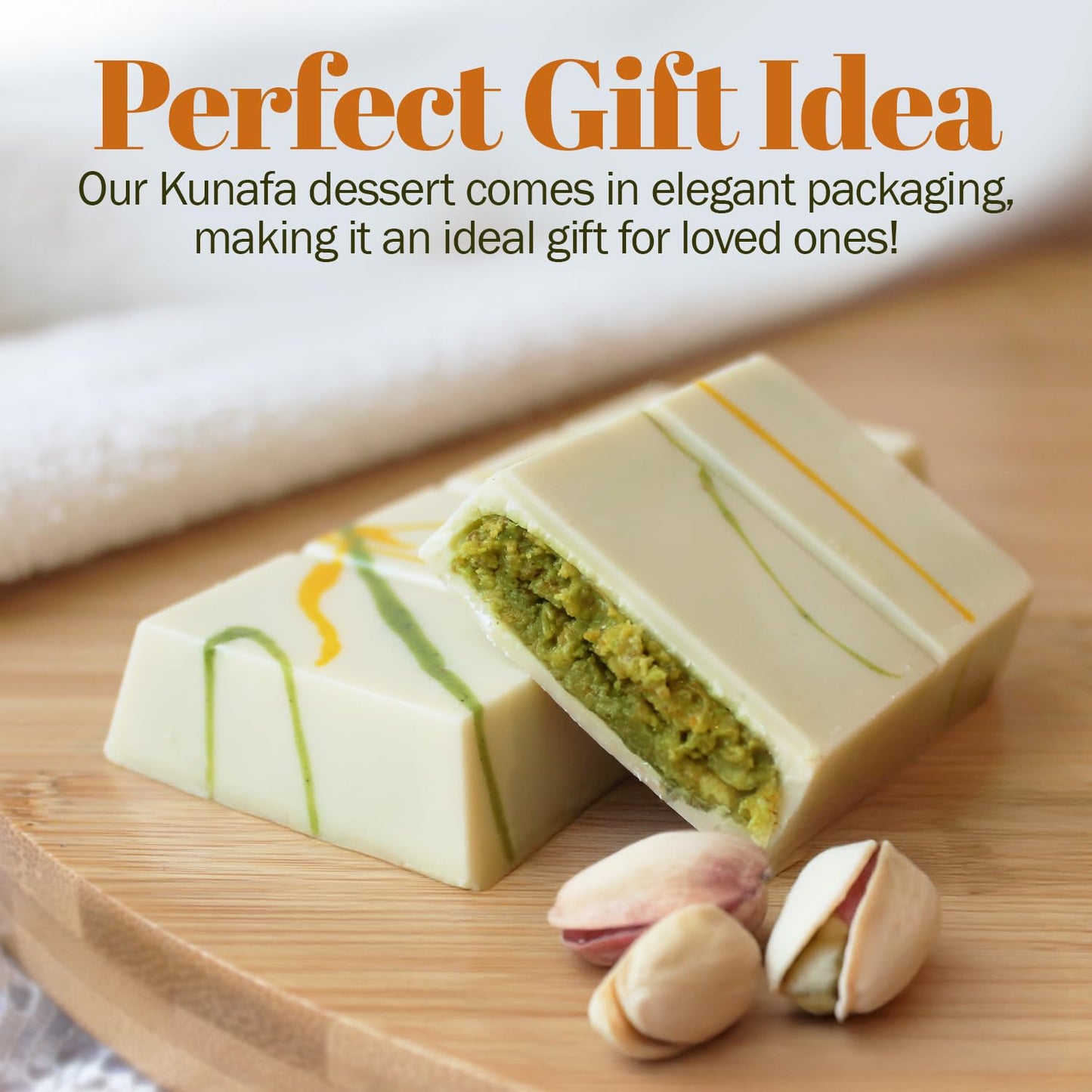 Ceres Gourmet Dubai Chocolate Bar Pistachio 3.5 Oz With White Chocolate Knafeh, Perfectly Portioned Packaging Dubai Chocolate, P
