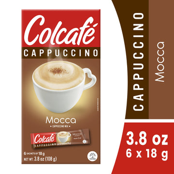Colcaf Mocca Cappuccino Instant Mix | Convenient & Portable Packs | 100% Colombian Coffee | Make Hot or Cold | 6 Count (Pack o