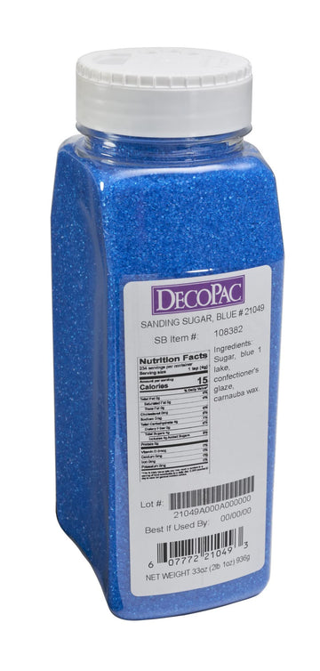 Decopac Sanding Sugar, Blue Edible Sugar Sprinkles, Edible Sanding Sugar In Handheld Container, Sugar Sprinkle Mix For Celebration Cakes, Cupcakes, Cookies, 33Oz - Blue