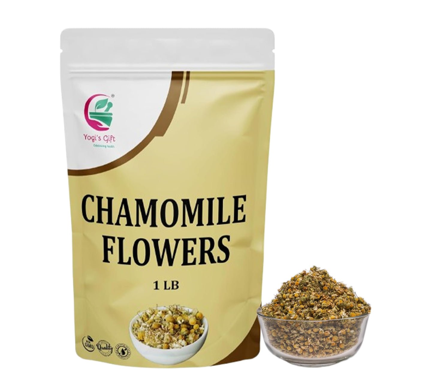Chamomile Flowers 1 Lb 100% Natural Loose Leaf Chamomile Tea Whole Dried Flowers For Herbal Tea 1 Lb Bulk Pack Resealable Bag For Freshness - By Yogis Gift
