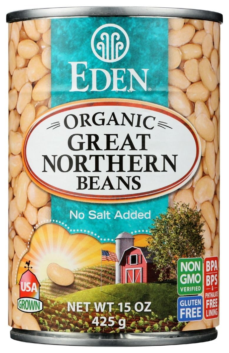 Eden Organic great Northern Beans No Salt Added 15-Ounce cans (Pack of 12) (Value Bulk Multi-Pack)