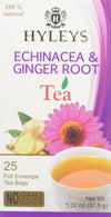 12 Pack of Hyleys Wellness Natural Echinacea & Ginger Root Green Tea - 25 Tea Bags - (100% Natural, Sugar Free, Gluten Free and