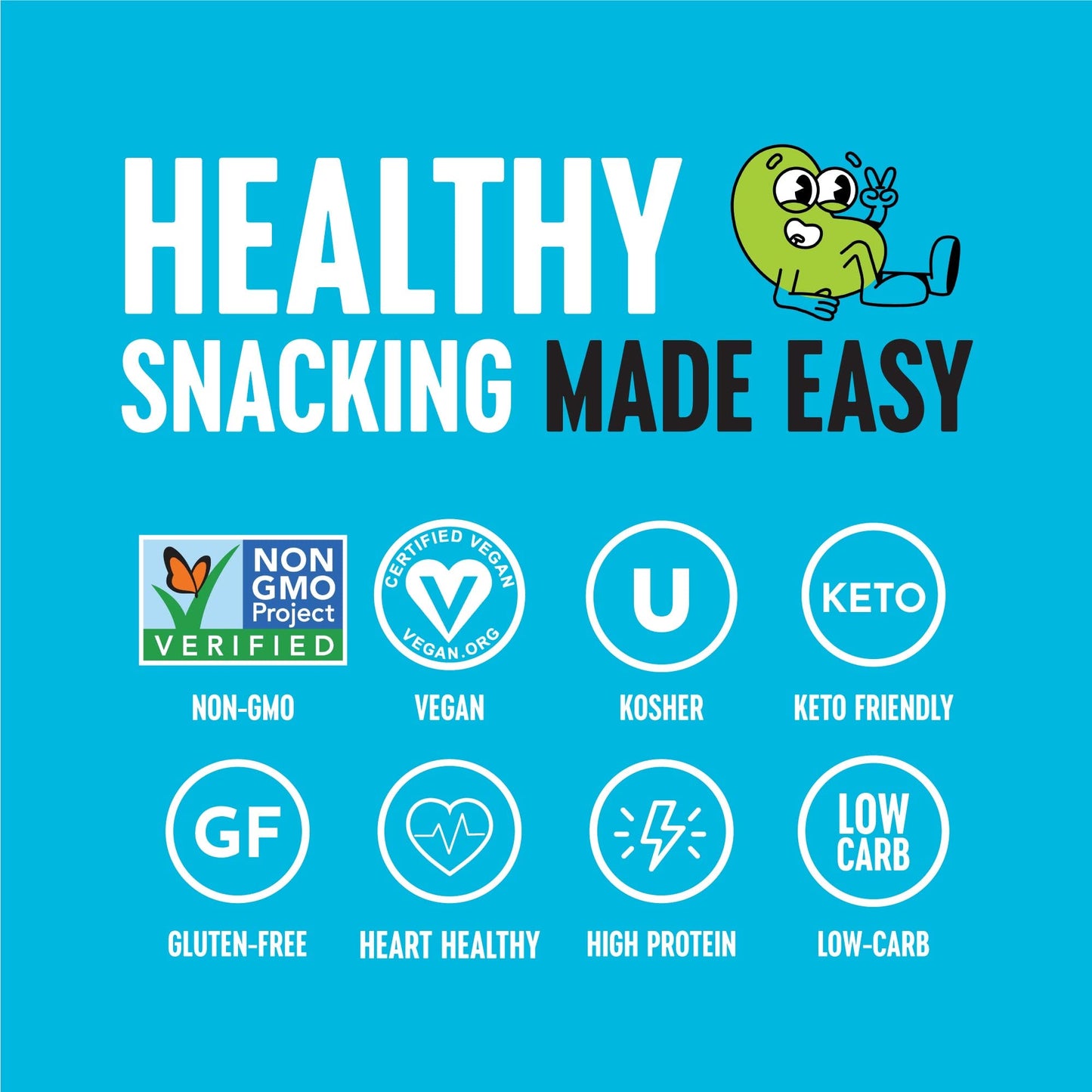 The Only Bean Crunchy Dry Roasted Edamame Snacks (Sea Salt), Healthy High Protein(11g) Keto Food, Low Carb Gluten Free Office Ve