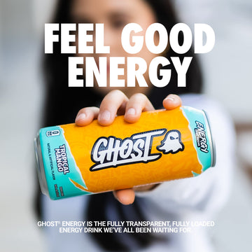 GHOST Energy Drink - 12-Pack Tropical Mango 16oz Cans - Energy & Focus & No Artificial Colors - 200mg of Natural Caffeine L-Carnitine & Taurine - Gluten-Free & Vegan