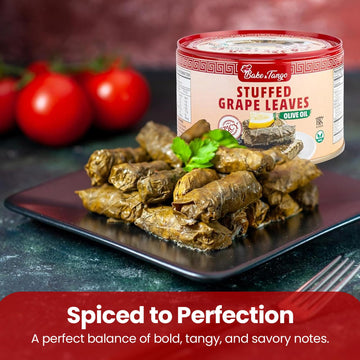 Bake And Tango - Stuffed Grape Leaves With Olive Oil, Spicy, Kosher, Vegan, 14.1 Oz (Pack Of 6) | Gourmet Mediterranean Delight