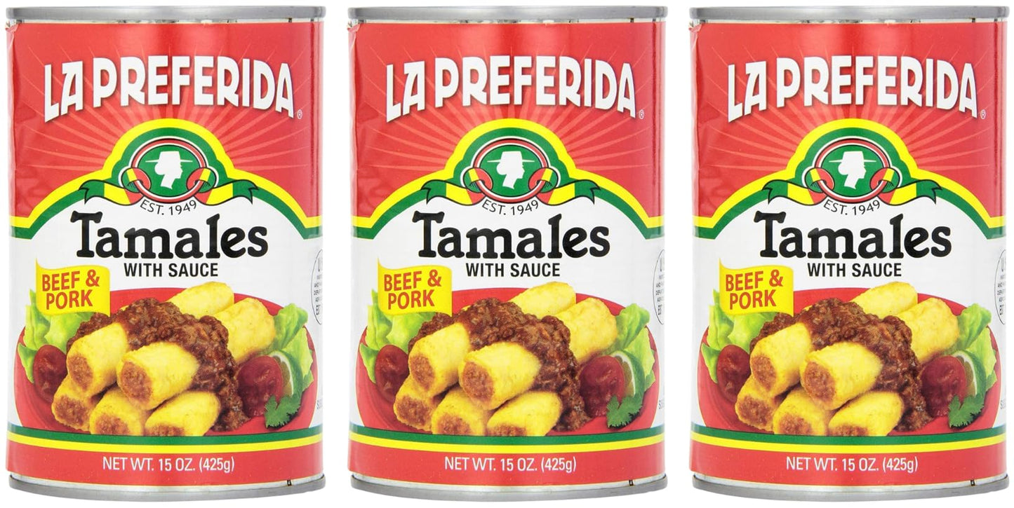 La Preferida Beef & Pork Canned Tamales With Sauce, 15 Oz. (Pack Of 12)