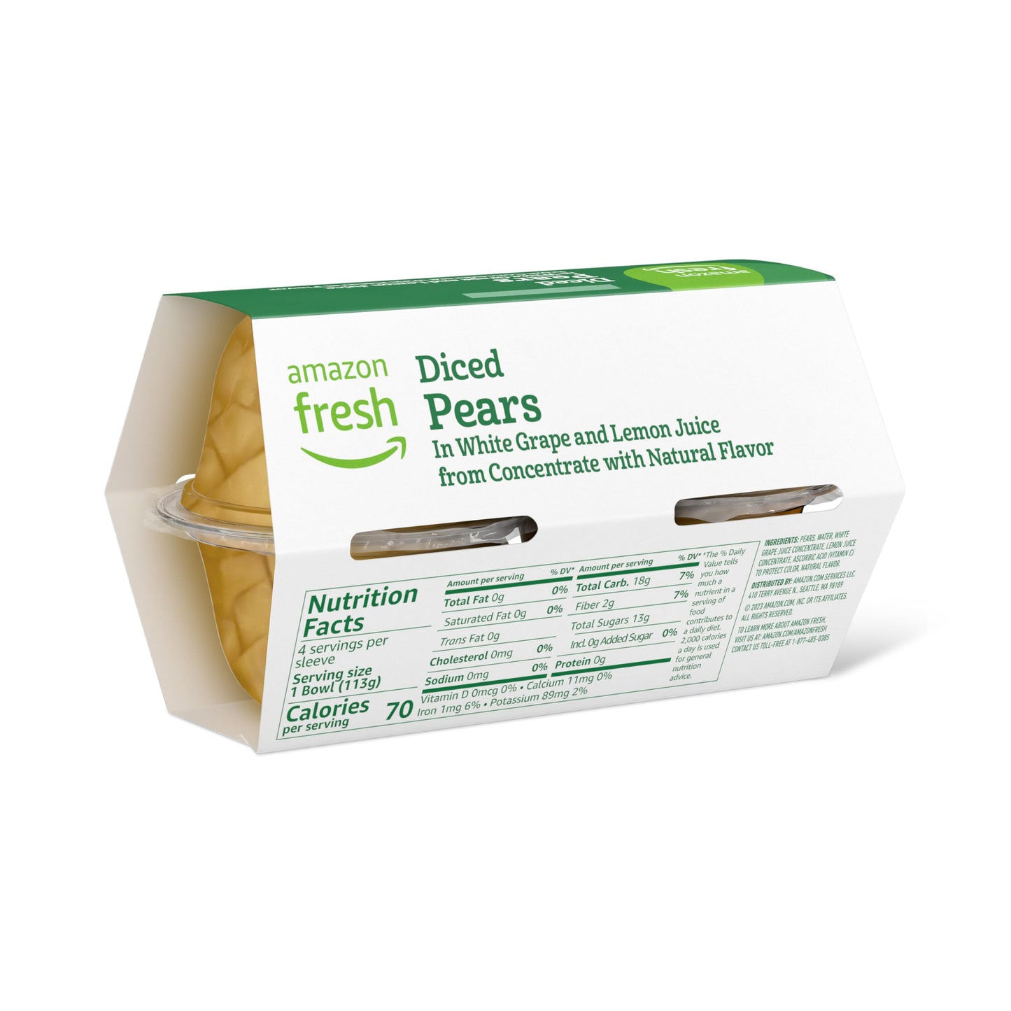 large online retailer Fresh Diced Pears in White G & Lemon Juice, 4 Oz Bowls, Pack of 4