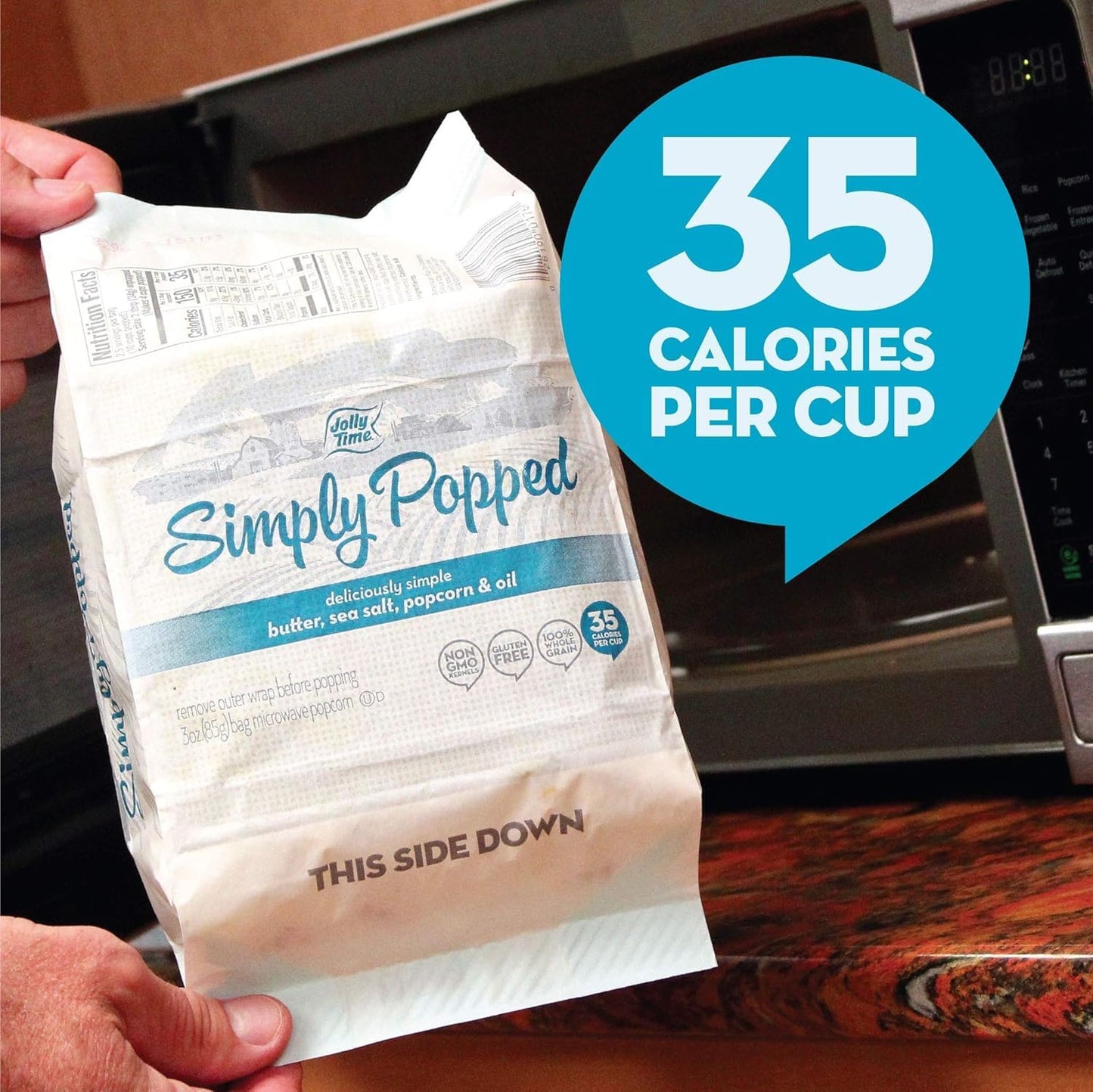 Jolly Time Simply Popped Microwave Popcorn - Lightly Salted, Gluten Free, 3 Ounce (Pack of 24)