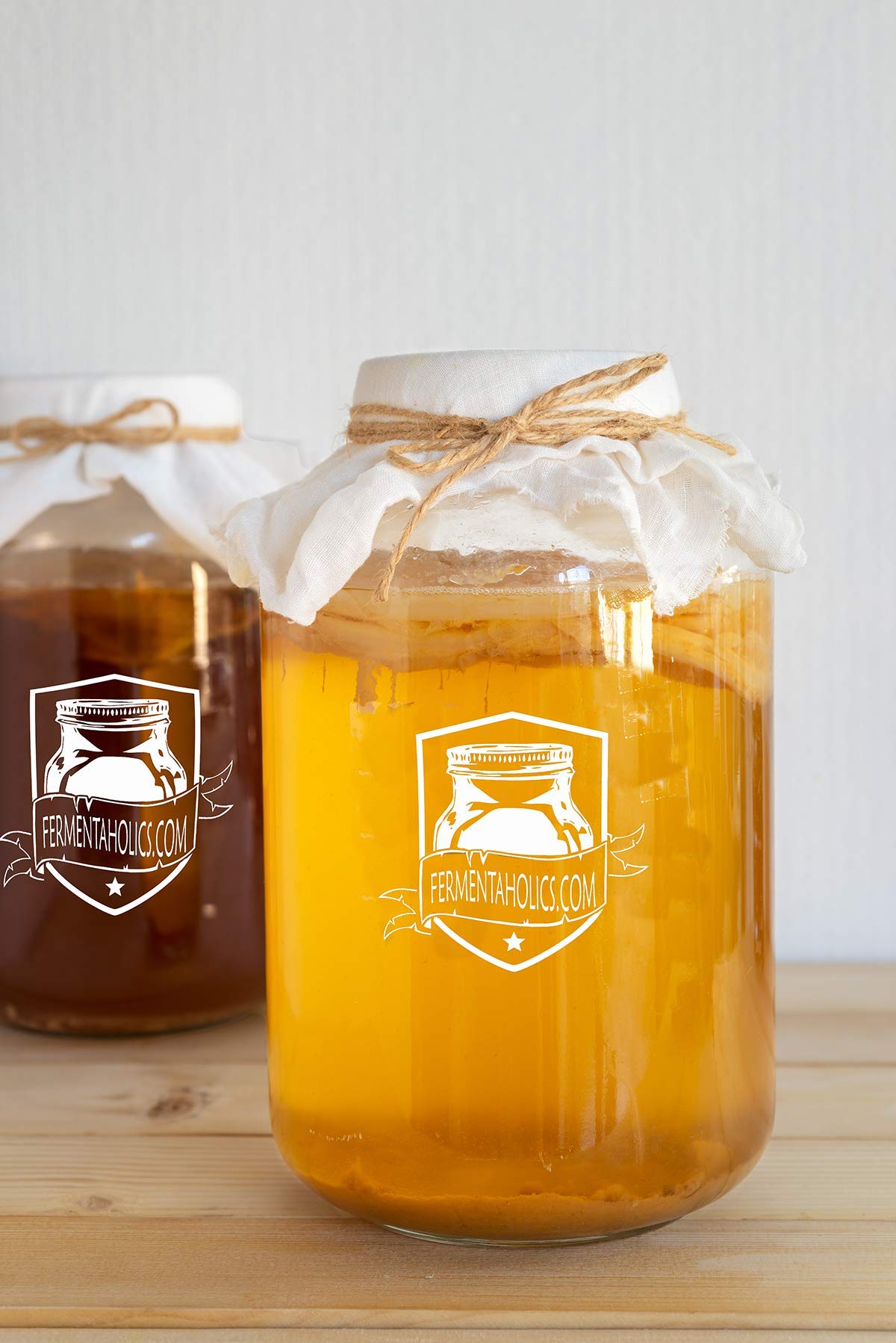 Fermentaholics Jun Kombucha Starter Kit - USDA Organic Jun SCOBY & Starter Tea - 5 Piece Set - Tan