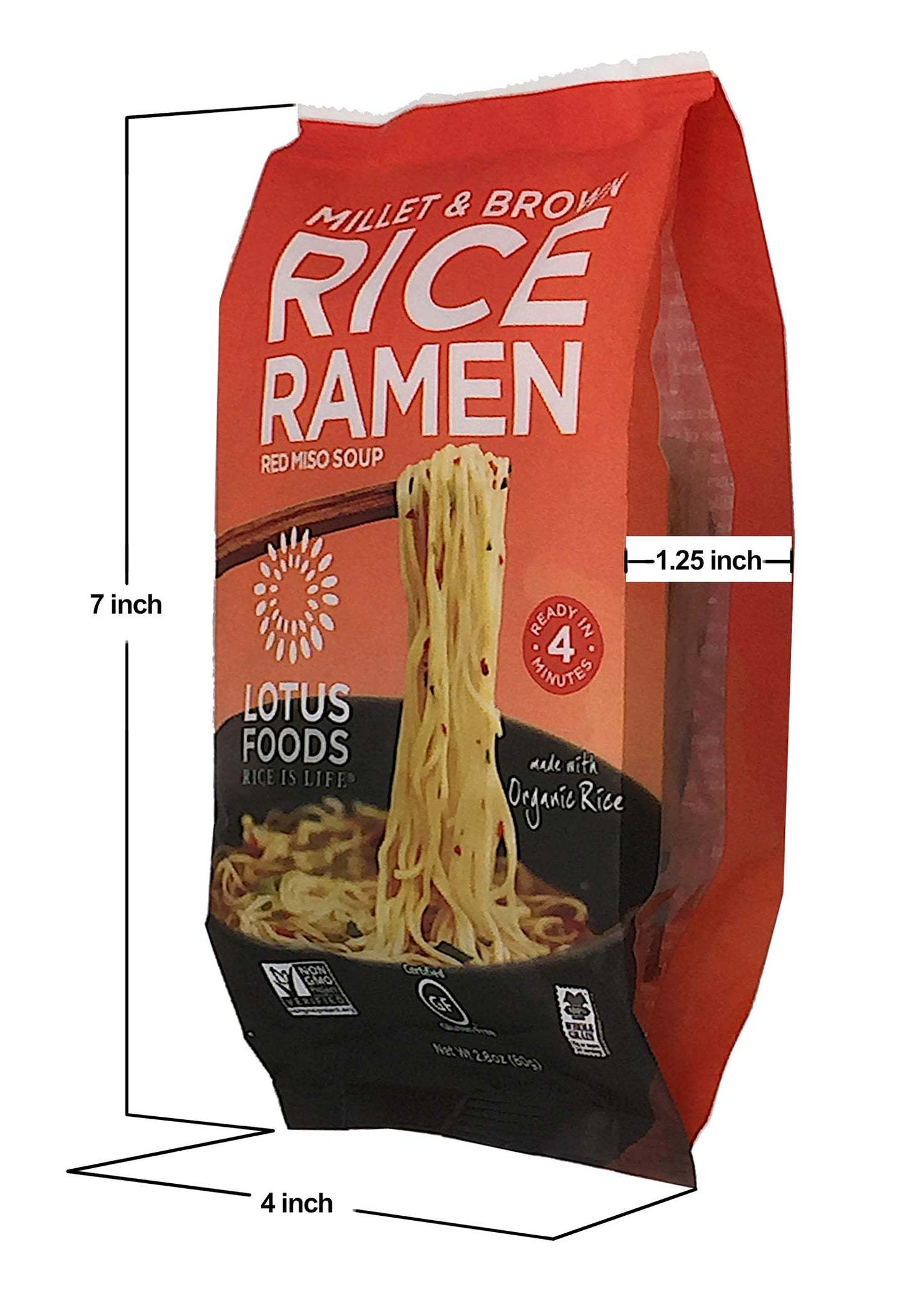 Lotus Foods Organic Millet & Brown Rice Ramen With Miso Soup - Gluten Free Ramen Noodles, Vegan Ramen Noodles With Millet Flour & Brown Rice Flour, Whole Grain Gf Ramen - 2.8 Oz Bags (Pack Of 10)