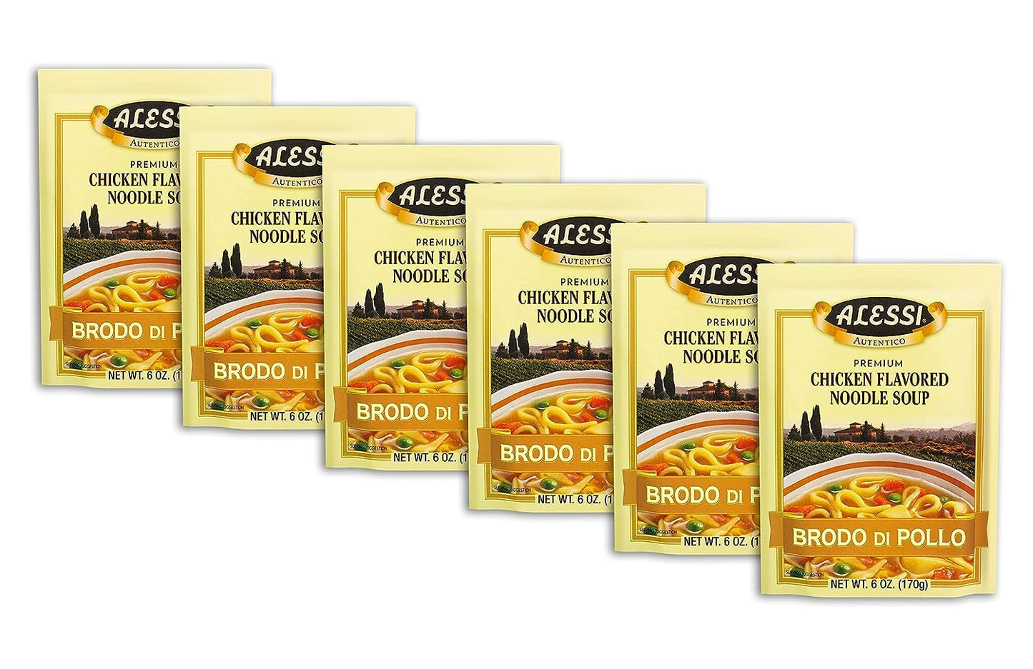 Alessi Soup Mix Brodo di Pollo Chicken Flavored Noodle Soup, 6 Ounce (Pack of 6))