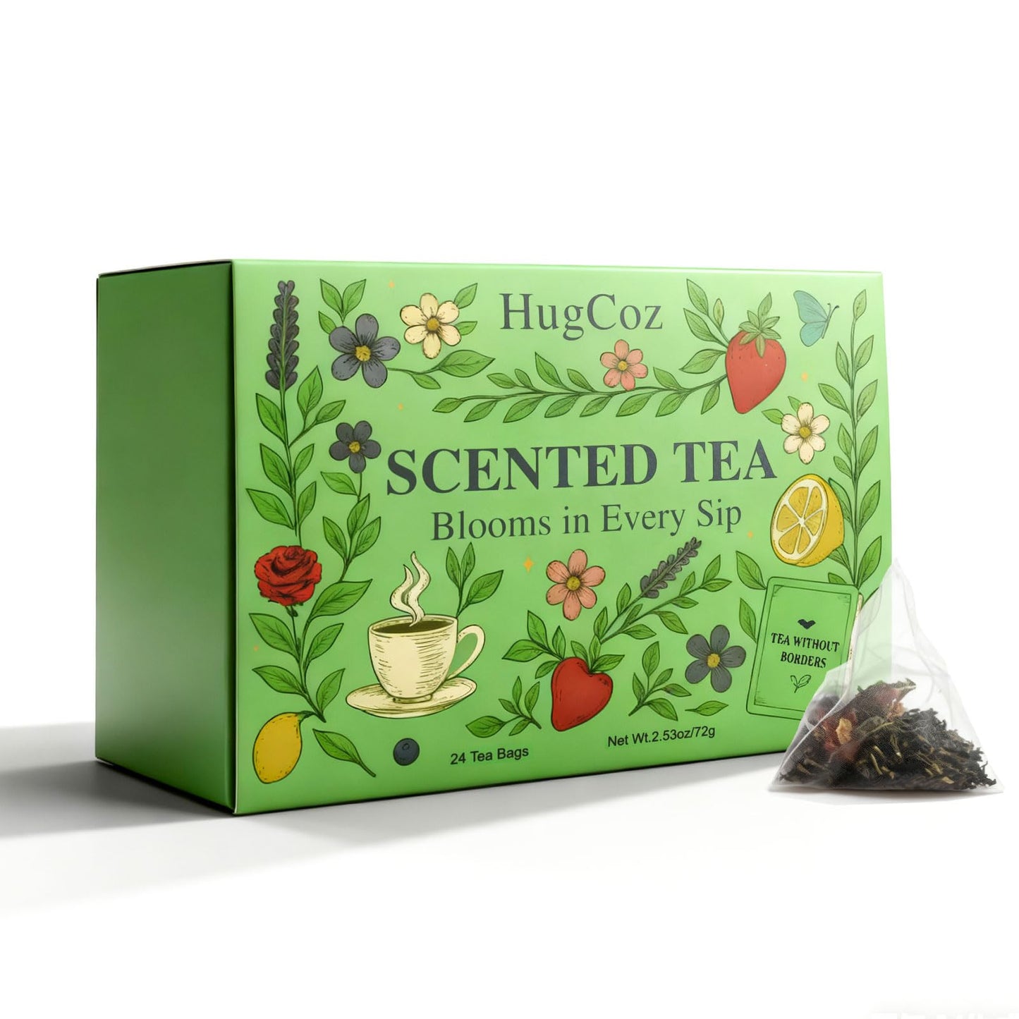 Hugcoz Tea Gift Set | 24 Assorted Tea Bags | Christmas Day & Corporate Gifting Option | 12 Exotic Herbal Blends With Top-Grade Whole Leaf In Eco-Friendly Pyramid Bags