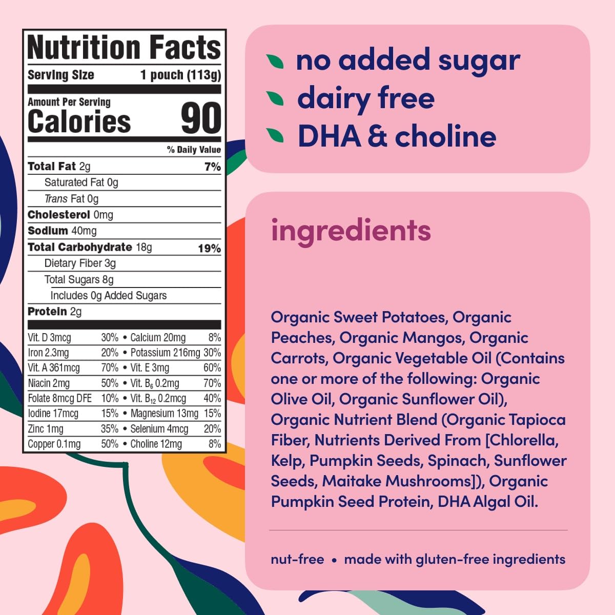 Cerebelly Sweet Potato Peach Smoothie (Pack Of 6) - Healthy Kids Snacks - Baby Food Pouch With 16 Vital Nutrients And Brain Supp