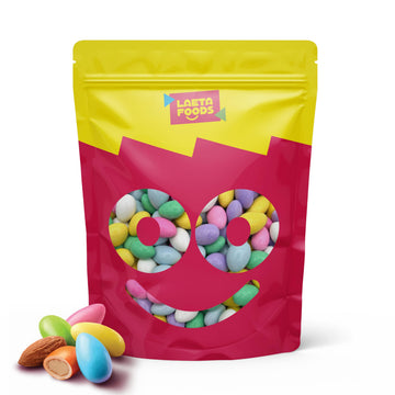 LAETAFOOD Assorted Jordan Almonds Candy - Glazed Almonds, 1 Pound Bulk Bag, Mini Size