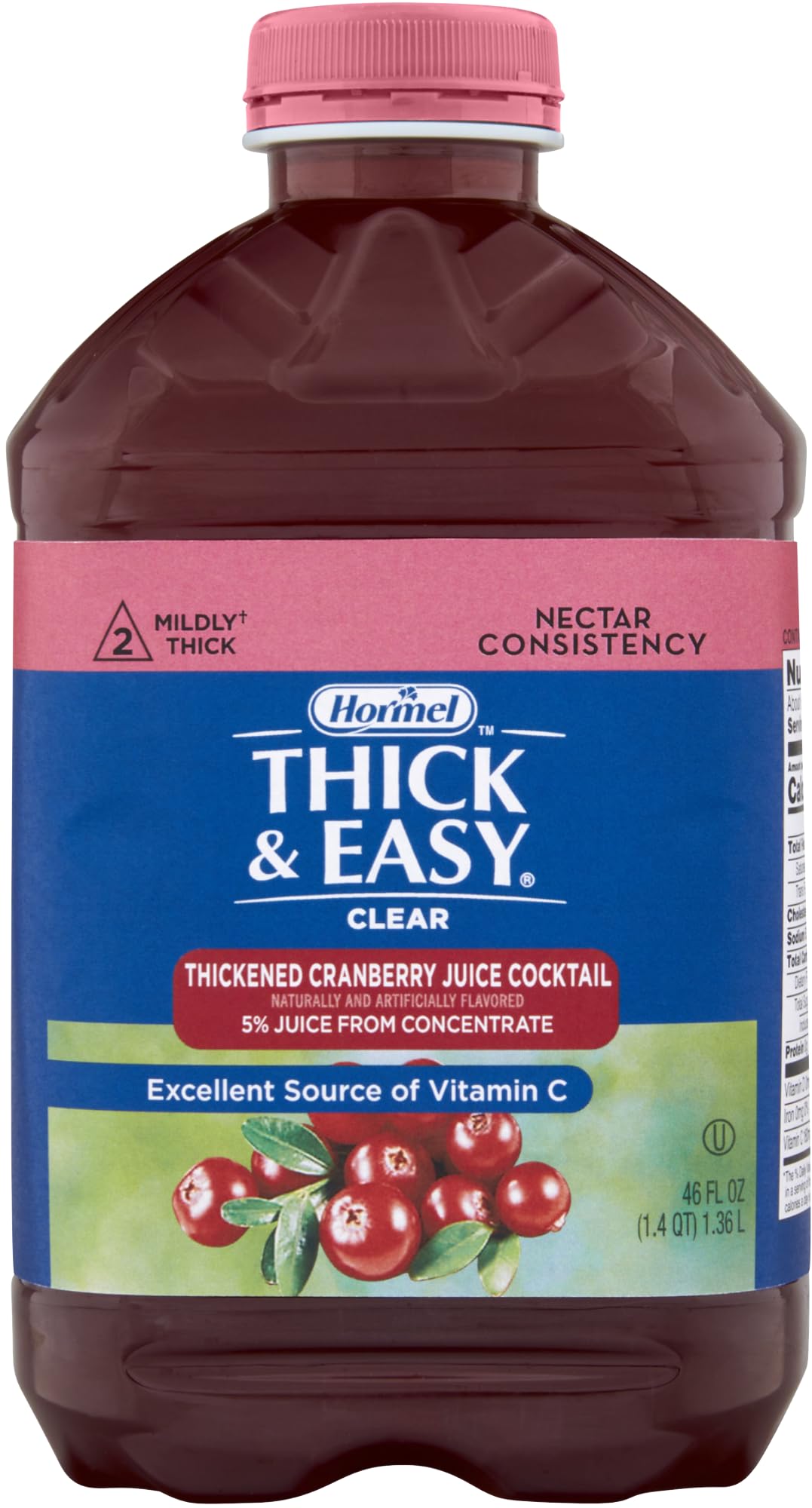 Thick & Easy Clear Thickened Cranberry Juice Cocktail, Honey Consistency, 46 Ounce