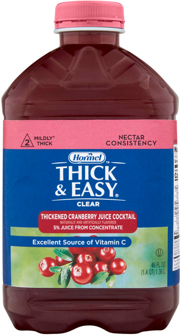 Thick & Easy Clear Thickened Cranberry Juice Cocktail Flavored Drink Nectar Consistency 46 fl oz (Pack of 2)
