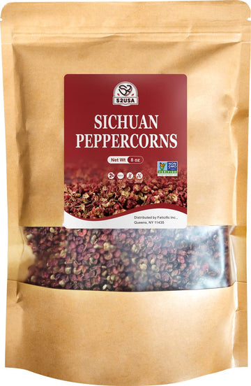 52USA Szechuan Peppercorns, Authentic Sichuan Peppercorns 8OZ, Mala Pepper, Unique Numbing, Essential for Mapo Tofu, Kung Pao Ch
