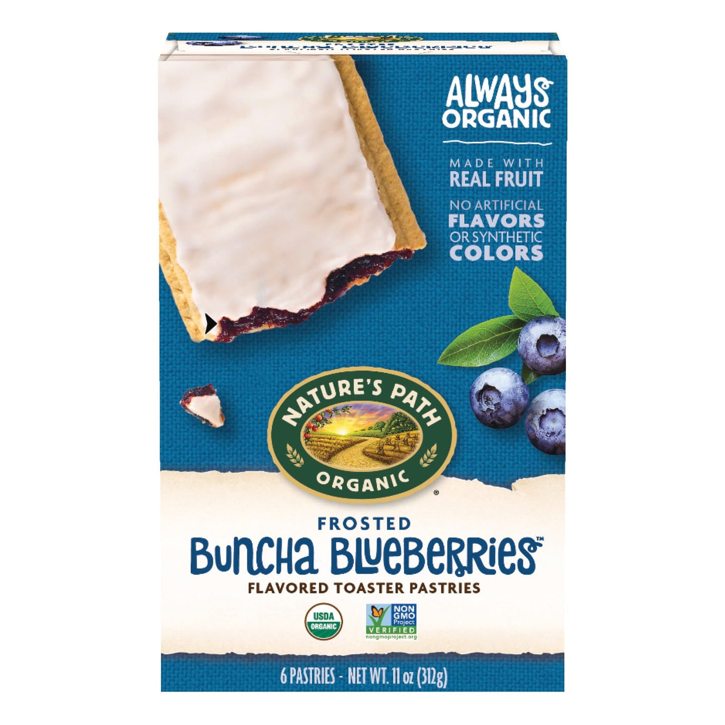 Natures Path Organic Toaster Pastries, Frosted Buncha Blueberries, 72 Count (Pack of 12, 11 Oz Boxes), Made From Real Blueberri
