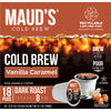 Maud'S Vanilla Caramel Cold Brew Coffee Pods, 18 Ct | Cold Bew Vanilla Caramel Flavor | 100% Arabica Dark Roast Coffee | Solar E