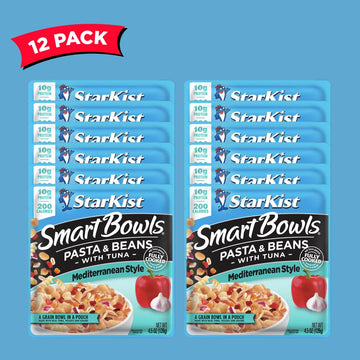 Starkist Smart Bowls Tuna, Pasta And Beans, Mediterranean Style, 4.5 Oz Pouch, Pack Of 12