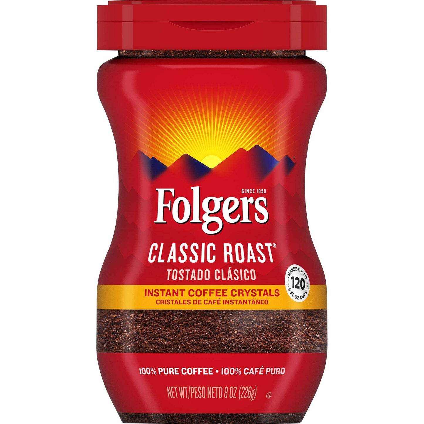 Folgers Classic Roast Instant Coffee, 8-Oz Jar