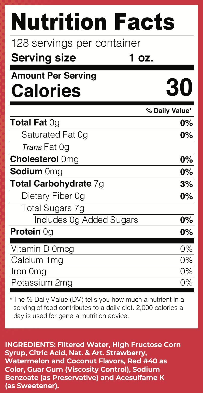 Lucy s Family Owned - Shaved Ice Snow Cone Syrup - 1 Gallon (128oz.) (Tiger s Blood)