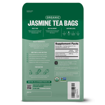 Fgo Organic Jasmine Green Tea, Eco-Conscious Tea Bags, 100 Count, Packaging May Vary (Pack Of 1)
