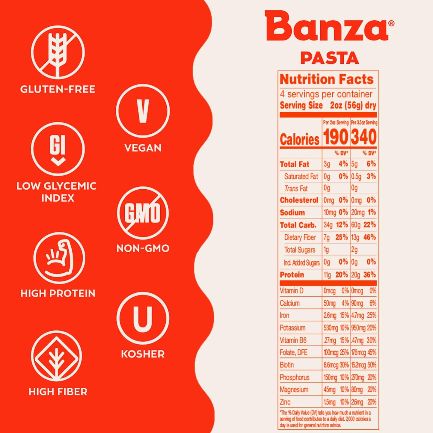 Banza Chickpea Pasta Gemelli, 8 Ounce - Gluten-Free, High Protein, Vegan