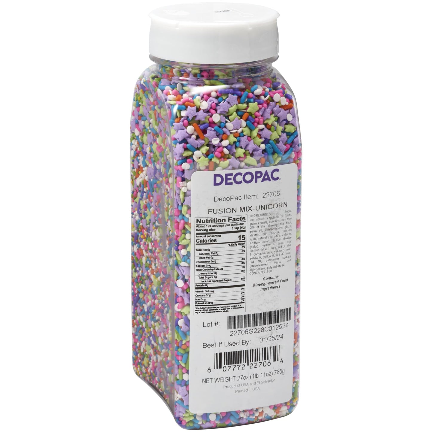 DecoPac Unicorn Fusion Mix Sprinkles, 27oz, Magical Candy Sprinkles in Handheld Container, Edible Decorations For Celebration Ca