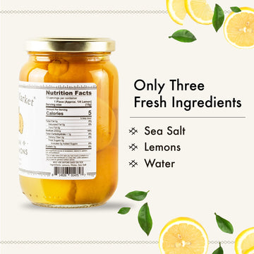Casablanca Market Moroccan Preserved Lemons – Whole Non-GMO Lemons for Tagine or Couscous – 13oz Jar – Lemon Yellow